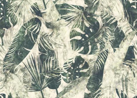 Fototapete tropische Palmenblätter im Wasserfarben-Look