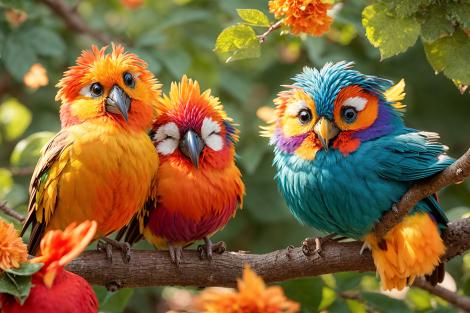 Vlies-Fototapete – Bunte tropische Vögel