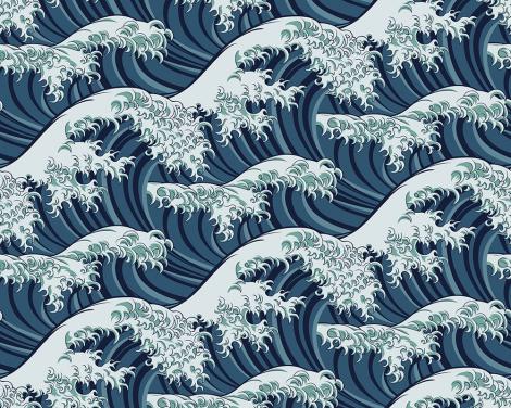 Vlies-Fototapete japanisches Wellenmuster