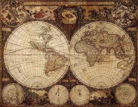Vlies-Fototapete mit einer historischen Weltkarte