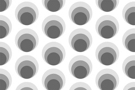 Retro-Tapete - Kreismuster im 70er-Jahre-Stil in Schwarz-Weiß