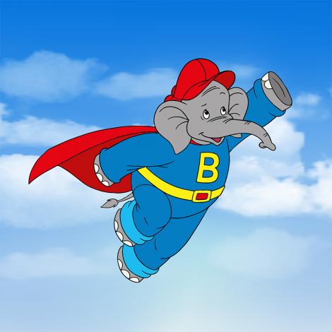 Fototapete Benjamin Blümchen als Superelefant