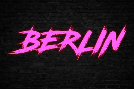 Fototapete Berlin Schriftzug in Pink