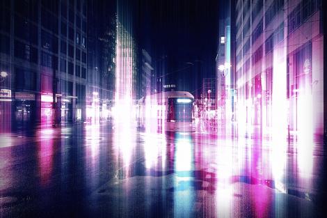 Fototapete Straßen in Berlin im abstrakten Night-Look
