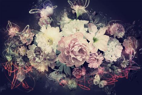 Fototapete Blumenstrauß im Vintage-Stil mit Lichteffekten
