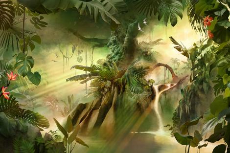Fantasy Fototapete mit einem träumerischen Dschungel