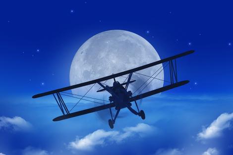 Fototapete Flugzeug im Mondlicht