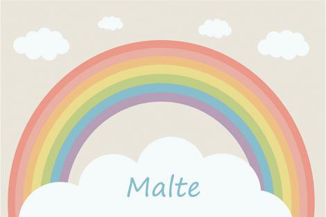 Fototapete personalisiert mit einem Regenbogen für Jungenzimmer