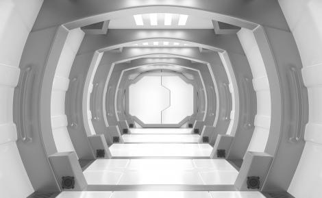 3D-Fototapete Korridor eines futuristischen Raumschiffs