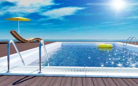 Fototapete Swimmingpool auf einem Sonnendeck