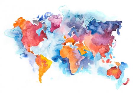 Fototapete Weltkarte in Wasserfarben