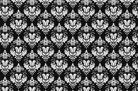 Mustertapete Barock-Ornamente im Schwarz-Weiß-Design