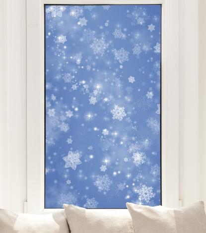 Selbstklebende Fensterfolie mit Eiskristallen und Schneeflocken