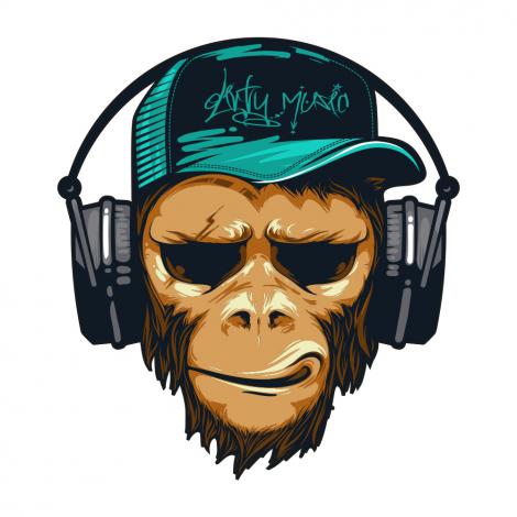 Wandtattoo Crazy-Affe mit Kopfhörern